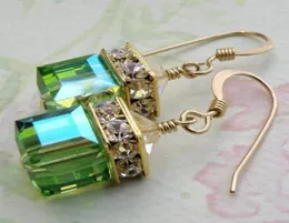 selling gemstone earrings earrings green crystal cube peridot square earrings WY15399751853