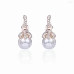 Dangle Earrings Pearl Cubic Zircon Drop for Wedding Crystals Wing Earring花嫁女性ガールギフトCE10780