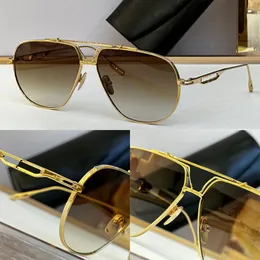 2024 Luxury Designer Mens Brand Famous Sunglasses THE COMMANDER Mens Womens Pilot Gold Frame Hollow Mirror Legs UV400 Beach Sunglasses with Original Box