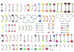 Göbek Yüzükleri Bütün Promosyon 110 PCS Karışık Modeller COMPELORS VÜCUL MİDER SET Reçine Kaş Kabağ Göbek Göbek Dudak Dil Dil Piercing Bar8842471