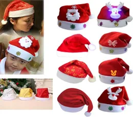 LED Christmas Hat Christmas Decorations Ordinary Luminous Cartoon Christmas Hat Santa Claus Adult and Child Xmas hat XD238764931753