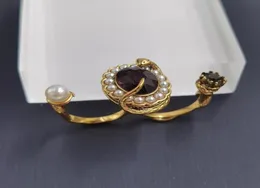 Роскошные дизайнерские ювелирные изделия, женские кольца, кольцо на два пальца, кольцо с бриллиантом, обручальные кольца, модный стиль9290609