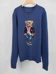 2023 Suéter feminino designer de marca de moda original Laurens outono e inverno novo unissex algodão pesado indústria desenho animado pequeno urso redondo pescoço academia Ag Ee36