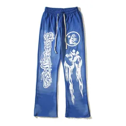 Heren broek blauw Hell Star Studio Yoga broek Heren Vintage Hell Star broek Terry Truthers Street Sports broek 231213