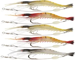 Få 5pcslot 9cm6g mjukt fiske locka räkor lysande konstgjort bete med svängbara 3 färger fiske lockar 6462221