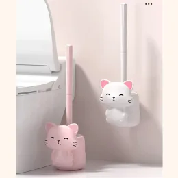 Toilet Brushes Holders Squat Pit Cleaning Household Wallmounted Washing Artifact With Hollow Base Long Handle Home Bathroom Accessories cute 231019