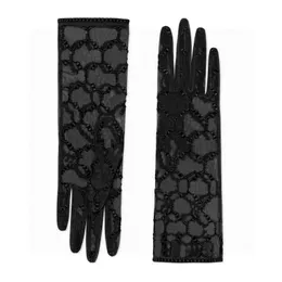 Vrouwen Kanten Handschoenen Designer Borduurhandschoen G Letter Luxe Split Finger Handschoenen 2 Stijlen Zwart Gants Vrouwelijke Guantes Gaas Luvas Sexy