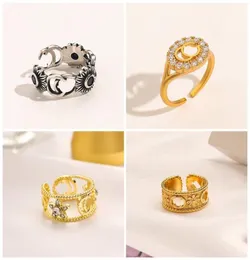 Designer märkes smycken kärlek ringer kvinnor 18k guld pläterad koppar finger justerbar skruv ring kvinnor bokstäver diamant charms bröllop5963544