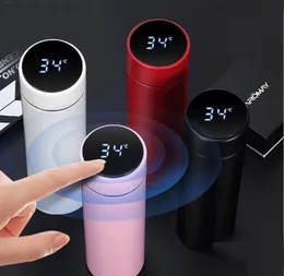 500 ml Smart Thermos Water Bottle LED Digital Temperatur Display 304 Rostfritt stål Kaffe te termiska muggar intelligent isolering utomhusbil kreativa koppar