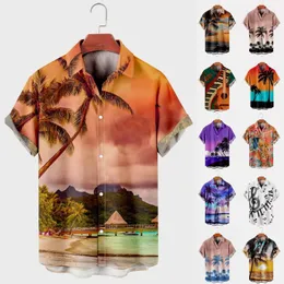 Ropahombre skjorta mode mäns casual skjortor sommar vintage topp 3d tryckt bil lösa hawaiian herrar skjorta strand aloha modekläder ropahombre 875