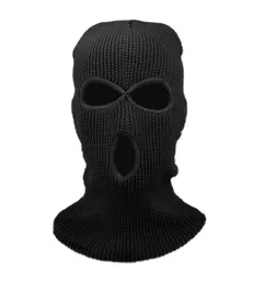 Berretti Cappuccio invernale caldo da uomo039 Sci e ciclismo a prova di freddo Maschera nera Cappello lavorato a maglia di lana a tre fori Sport Face6907963