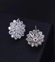 Großer Blumen-Diamant-Ohrstecker aus echtem 925er-Sterlingsilber, Verlobung, Hochzeit, Ohrringe für Frauen, Braut, Party, Schmuck, Geschenk 4925393