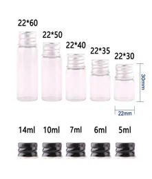 50 st 5 ml 6 ml 7 ml 10 ml 14 ml Klar glasflaska med aluminiumkapsel 13 oz små glas små injektionsflaskor för eterisk oljeanvändning2006723