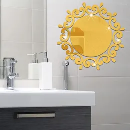 Wall Stickers Round Mirror Sticker Acrylic Toilet Entrance Living Room Bedroom Ceiling Decoration Dressing Table 3D