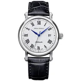 Echte Seagull-Uhren 819 368 römische Ziffern Guilloche Zwiebelkrone blaue Zeiger Ausstellungsrückseite Automatik-Herrenuhr Wristwa273C