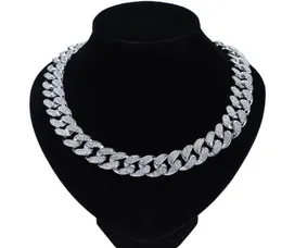 Łańcuchy 8 cali 30 cali Men039s 20 mm urok Strona ciężka lodowana cyrkon Miami Cuban Link Naszyjnik Choker Bling Hip Hop Jewe5593459