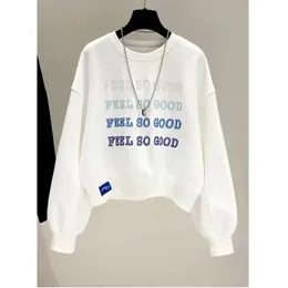 Womens Hoodies Sweatshirts Pullovers Women Spring Autumn Thin Tops Korean Style Fashion Embroidery Letters Loose Short Capless Jacket Top 231213