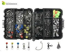 Shaddock 160pcsbox Accessories Hooks Swivels Lead Sinrosher مع صناديق معالجة الصيد CARP C1811060197815301350608