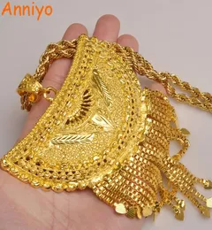 Anniyo Halsketten mit sehr großem Afrika-Anhänger für Damen, goldfarben, äthiopisch, Nigeria, Kongo, Sudan, Ghana, arabischer Schmuck 098506 V1911285468013