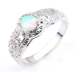 Luckyshine Nowe 10 pcslot White Opal Gems 925 Srebrna kobieta zaręczynowa pierścionka Biżuteria Rozmiar 789362367