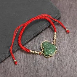 Link Bracelets Religious Personalized Red Rope Bracelet Hand Woven Adjustable Fashion Maitreya Buddha Ladies Amulet Mascot Gift