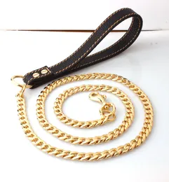 12 mm 125 cm goldfarbene 316L-Edelstahl-Hundeleine, kubanische Kette, Hundetraining, Würgehalsband, starke Traktion, praktische Kette, Nec4874007