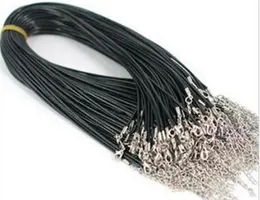 100 шт./лот, черный резиновый шнур, ожерелье с застежками-карабинами для рукоделия, модные ювелирные изделия, 18 дюймов W4242V2996300