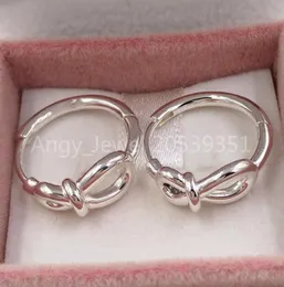 Orecchini a cerchio Infinity Knot autentici 925 stalloni in argento sterling P si adattano a borchie in stile europeo Andy Jewel 298889C005299140