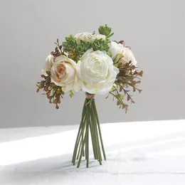 Simulation Rose Künstliche Seide Blumenstrauß Hochzeit Braut Hand Blumenstrauß Dekoration Zubehör Tisch Floral2792