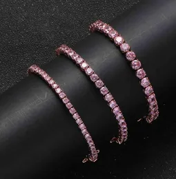 3mm5mm Menswomen aaa 입방 지르코니아 테니스 팔찌 힙합 보석 아이스 아웃 1 행 골드 CZ 매력 선물 x050993263647043427