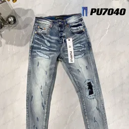 Lila jeans denim byxor mens lila jeans designer jean män byxor avancerad kvalitet rak design retro streetwear casual svettbyxor joggar byxa 88