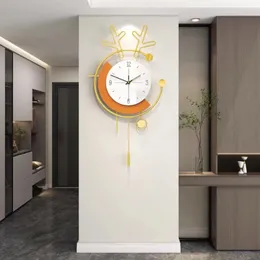 Orologi da parete Pezzi di orologio da soggiorno Art Déco Regalo rotondo Casa Oro Colorato Cucina moderna Nordic Office Wanduhr Decor