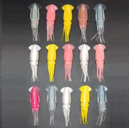 15pcs 8cm Soft Slow Squid Fishing istle for gabinet color misto de pesca de peixe luminoso saias luminosas