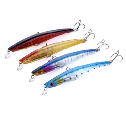 new arrival 4 color high quality 4 hooks 11 5cm 11 2g plastic long minnow fishing hard bait swimbait fishing lure 60pcs268s9162028