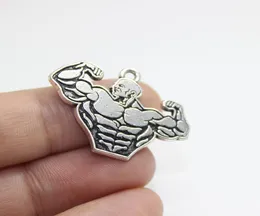 15pcslot Weight Lifting Charm Funny Strong Muscle Men Bodybuilding Weightlifting Pendants For DIY Jewelry Making pj27314075574