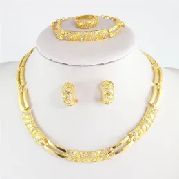 Accessori per abiti da sposa africani Accessori costume da donna Donne festa oro oro cristallo collana indiana in venatura anello di gioielleri di gioielli293e
