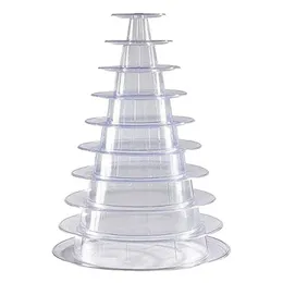Jewelry Pouches Bags 10 Tier Cupcake Holder Stand Round Macaron Tower Clear Cake Display Rack For Wedding Birthday Party Decor315a