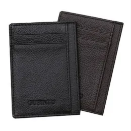 Gubintu Genuine Leather Men Men Slim Front Card Case Credit Super Thin Thin Card Card Trave Wallet Tarjetero Hombre303C