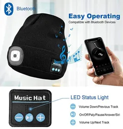 Zimowa czapka czapka unisex czapka miękka dzianinowa czapka bezprzewodowa Bluetooth 50 inteligentna czapka stereo słuchawkowa ze słuchawkami z światłem LED z OPP6474273