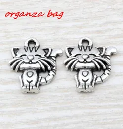 MIC 100PCS Starożytna srebrna cynk stop Singleded Cute Cat Charm Pendants 18x 19 mm DIY Jewelry A1103568301