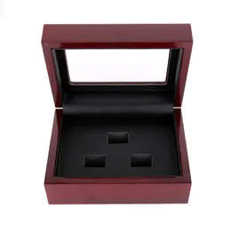 Red Black PU Leather Wood Box Organizer Portable 12x16x7cm 2-9 håls Case Championship Sports Ring3042
