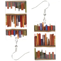 Backs Earrings 1 Pair Bookcase Dangle Bookshelves Acrylic Book For Women