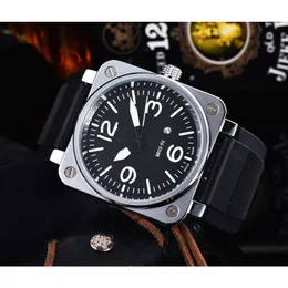 Fashion luxury designer BR Beller New mens Wristwatches Sport Rubber Strap Men Automatic B Quartz Square Tape Watch Men's Leisure Trend Small