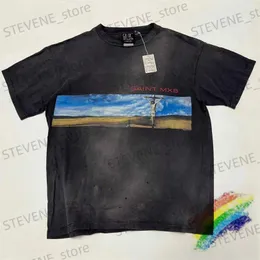 T-shirty męskie Święty Michael Sky Ss T Shirt Mężczyźni Kobiety 1 1 Wysokiej jakości niebo Jezus umyte stare krótkie rękawy T-shirt TEE TEE T231214