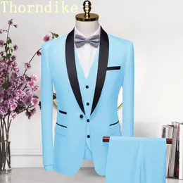 Mens Suit Blazers Thorndike Highend Men Suit Black Collar Male Wedding Groom Slim Fit Standerd Size Blazer 세트 턱시도 Jacketpantvest 231214