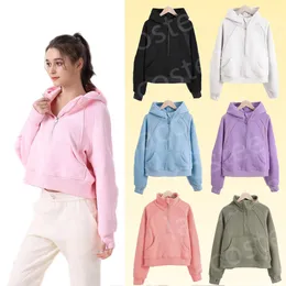 Women Zachaziony pół-zip Lululemens Scuba Blue Designer garnitur joga noszenie bluzy z kapturem Full-Zip Sport Kurtka Pullover Women Lose Cardigan Bluza Kurtka długodoczestniczka Kurtka