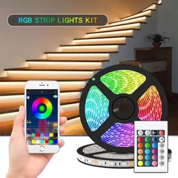 LED şerit ışığı 10m RGB LED Işık Neon 12V su geçirmez dekorasyon Duvar Yatak Odası Ortam TV Bluetooth Denetleyici AB Plug234n