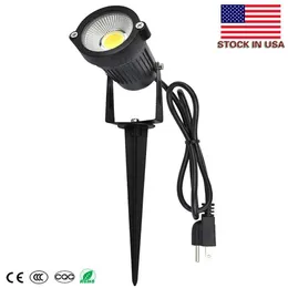 Us stocks Outdoor LED Spotlights 5W 120V AC 3000K Warm White Outdoor Use Metal Ground Stake Flag Light Outdoor Spotlight w263b