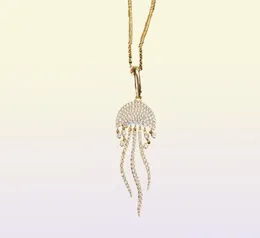 Ny Micro Crystal Jellyfish Luxury ClaVicle Chain Halsband Ocean Tropical Design Tassel Gold Color Woman Halsband ZK30 X07073262056732823