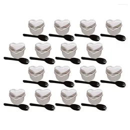 Gobelets jetables pailles 50 ensembles, gobelets à Dessert Mousse avec couvercles en plastique parfait en polystyrène Pudding en forme de cœur